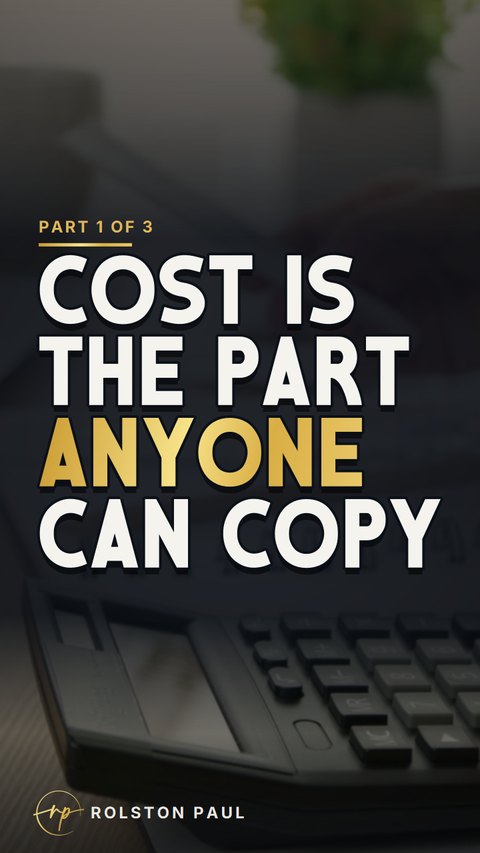 Video still: Cost is the part anyone can copy