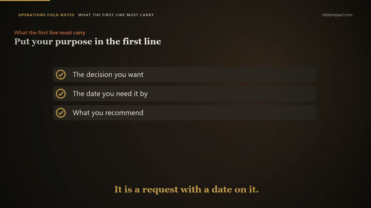 Video still: Purpose in line one: how to write to a CEO