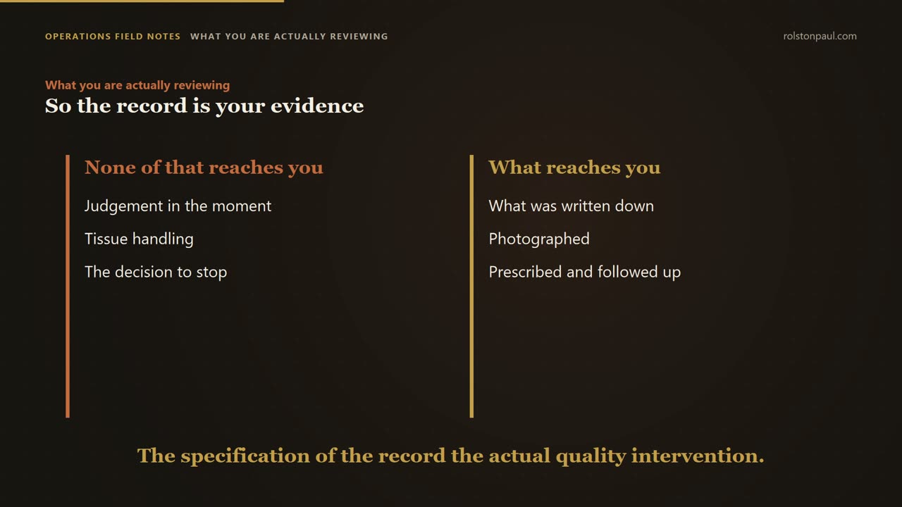 Video still: Reviewing a surgeon you have never met: the evidence pack