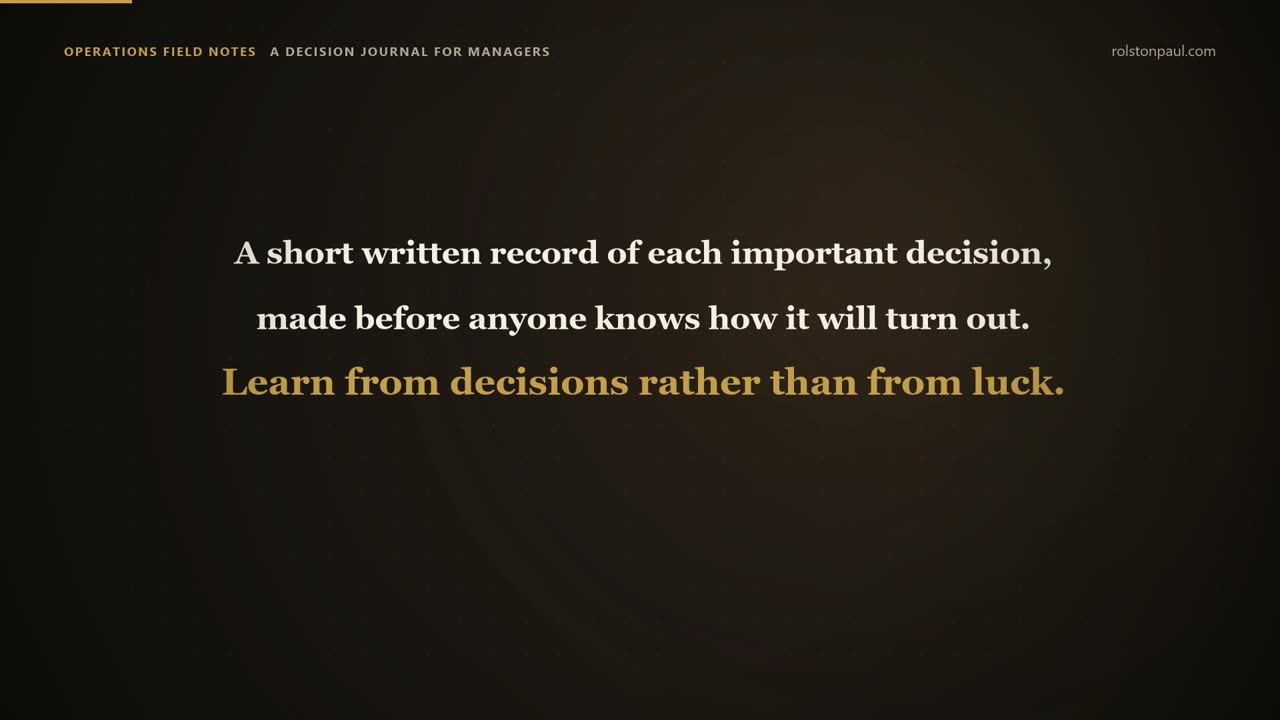Video still: The decision journal: writing the reason before the result