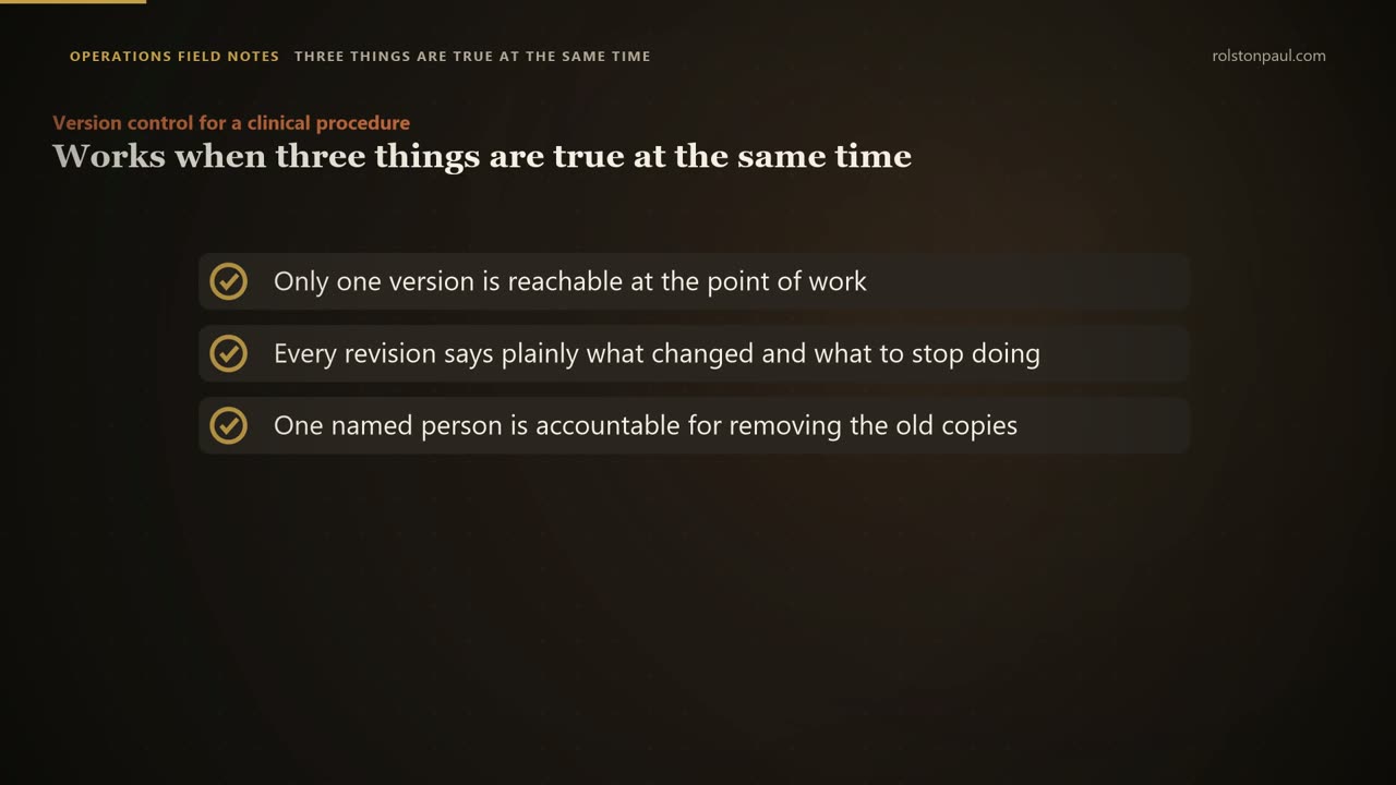 Video still: Version control for humans: how clinics actually update a procedure