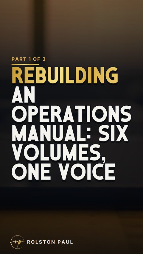 Video still: Rebuilding an operations manual: six volumes, one voice