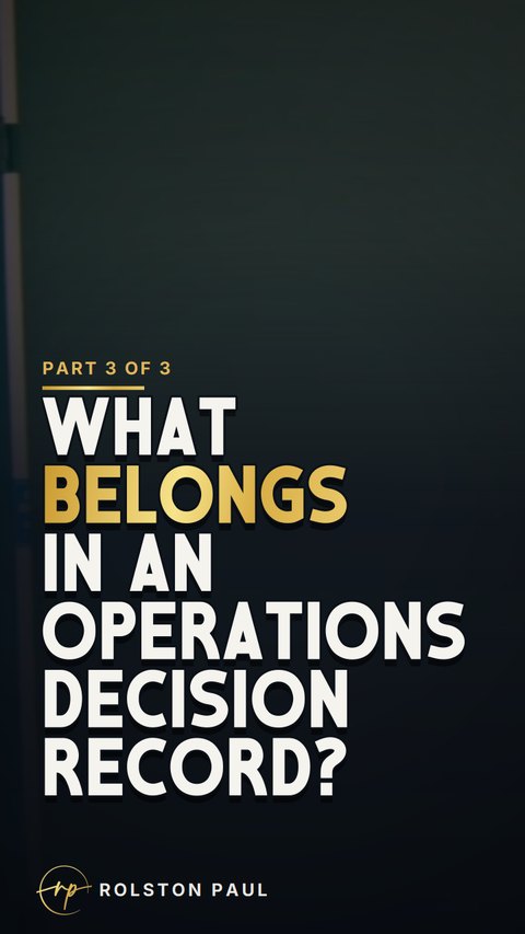 Video still: What belongs in an operations decision record?