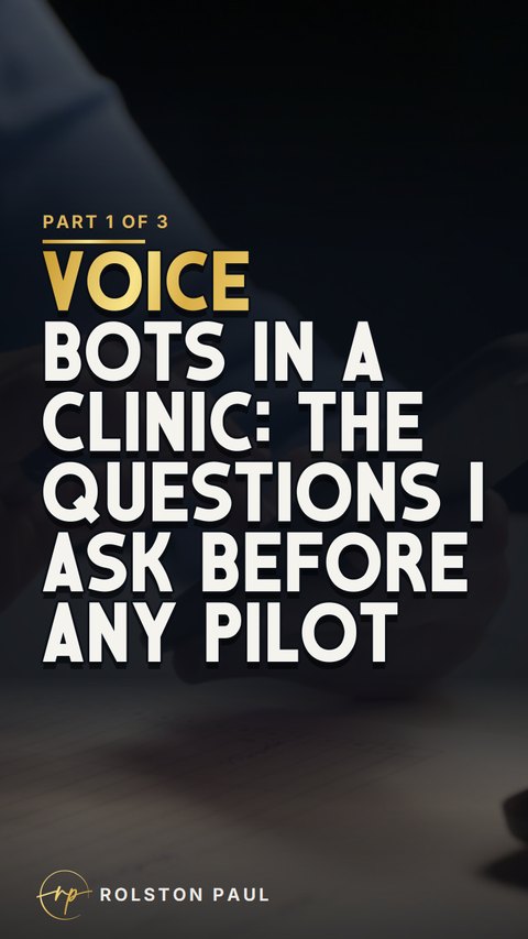 Video still: Voice bots in a clinic: the questions I ask before any pilot